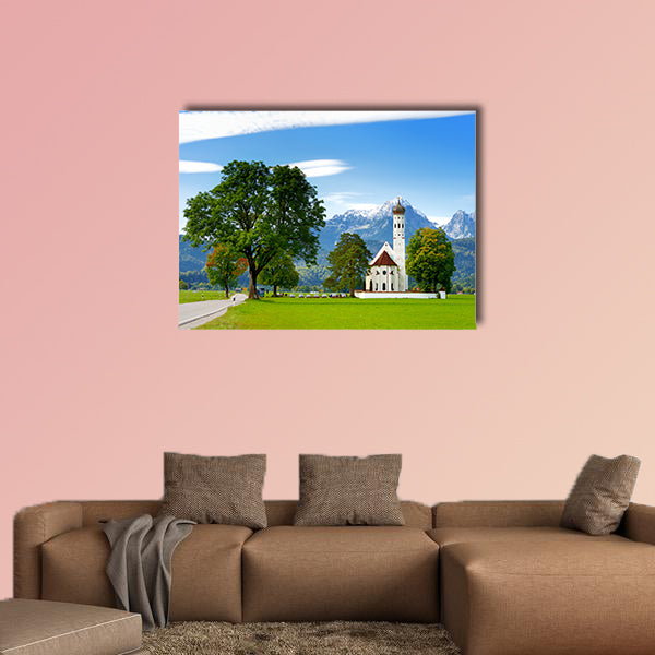 Beautiful white St. Coloman pilgrimage church, multi panel canvas wall art