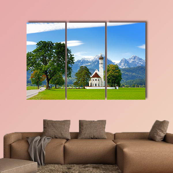 Beautiful white St. Coloman pilgrimage church, multi panel canvas wall art