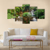 Waterfall in deep forest Multi Panel Canvas Wall Art