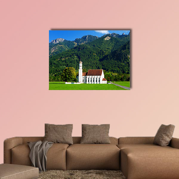 Beautiful white St. Coloman pilgrimage church, multi panel canvas wall art