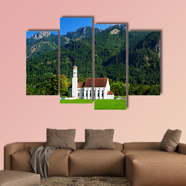 Beautiful white St. Coloman pilgrimage church, multi panel canvas wall art