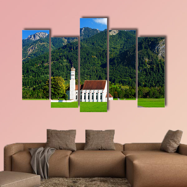 Beautiful white St. Coloman pilgrimage church, multi panel canvas wall art