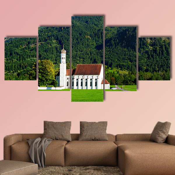 Beautiful white St. Coloman pilgrimage church, multi panel canvas wall art