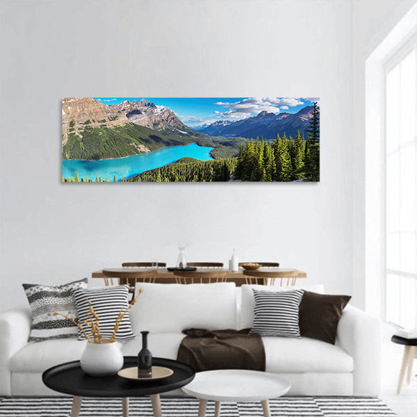 Peyto Lake in Rocky Mountains, Banff National Park, Canada Panoramic canvas Wall Art