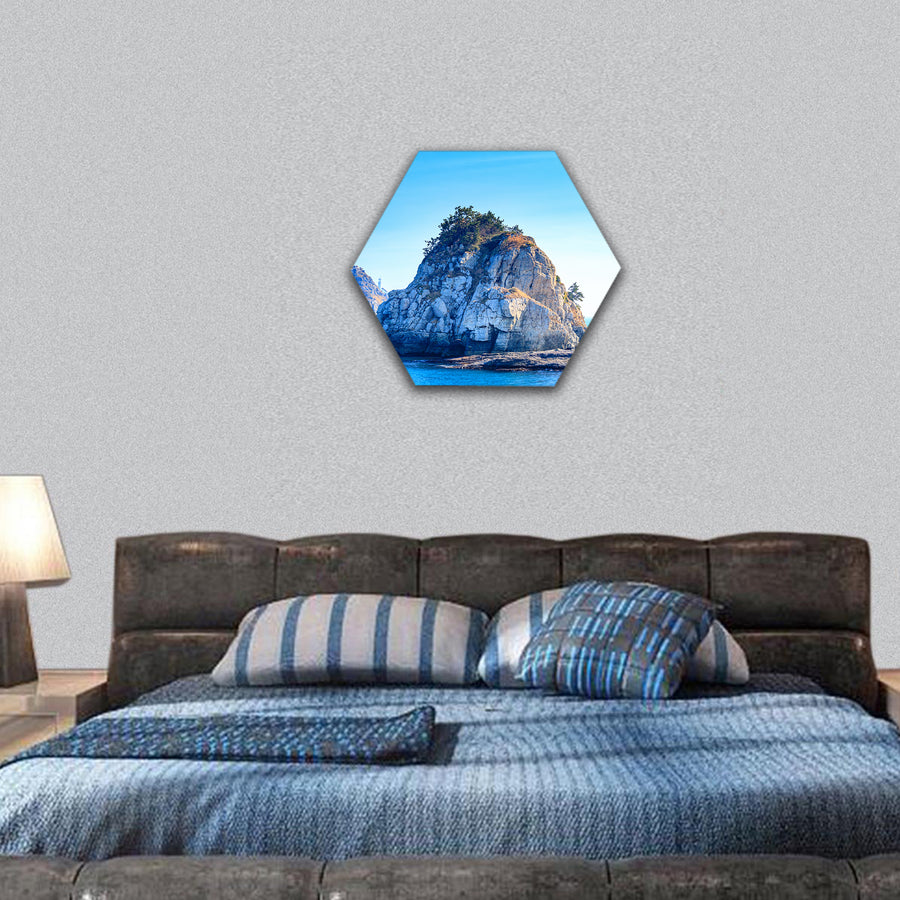 Scenery of Oryukdo islands in Busan, Korea hexagonal canvas wall art