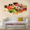 Colorful healthy dried fruits in the market, focus on figs, Multi panel canvas wall art