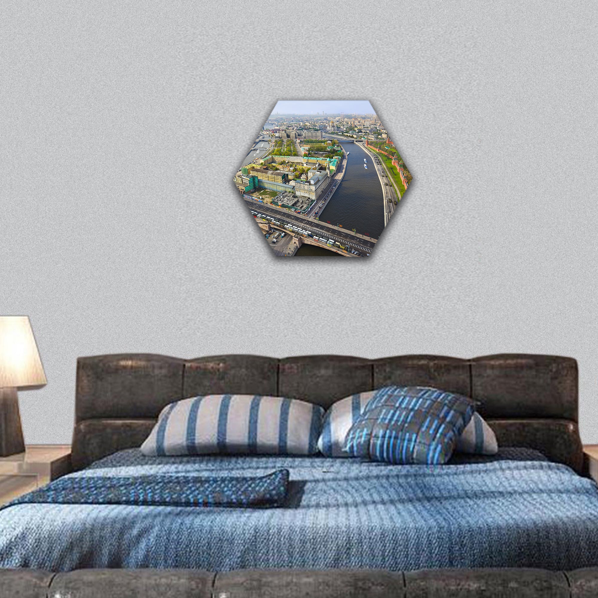 Moscow (Russia) center - aerial view hexagonal canvas wall art