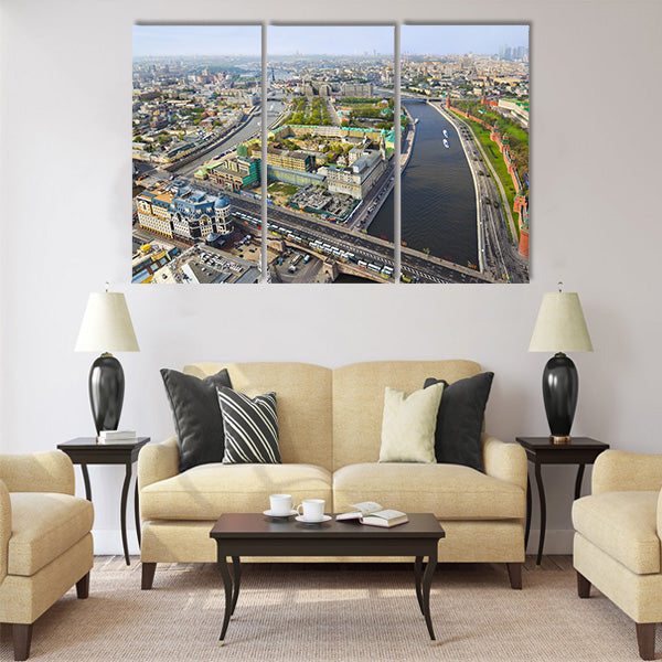 Moscow (Russia) center - aerial view Multi panel canvas wall art