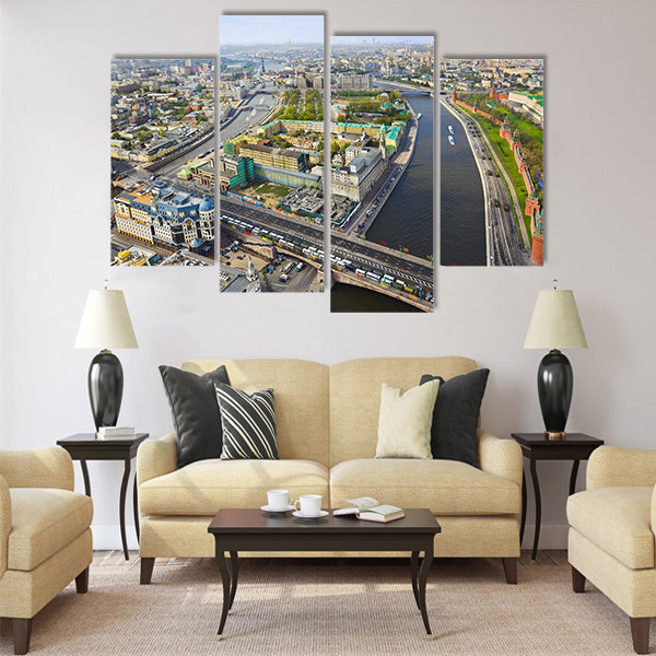 Moscow (Russia) center - aerial view Multi panel canvas wall art