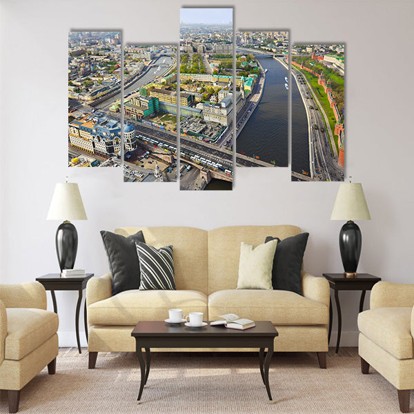 Moscow (Russia) center - aerial view Multi panel canvas wall art