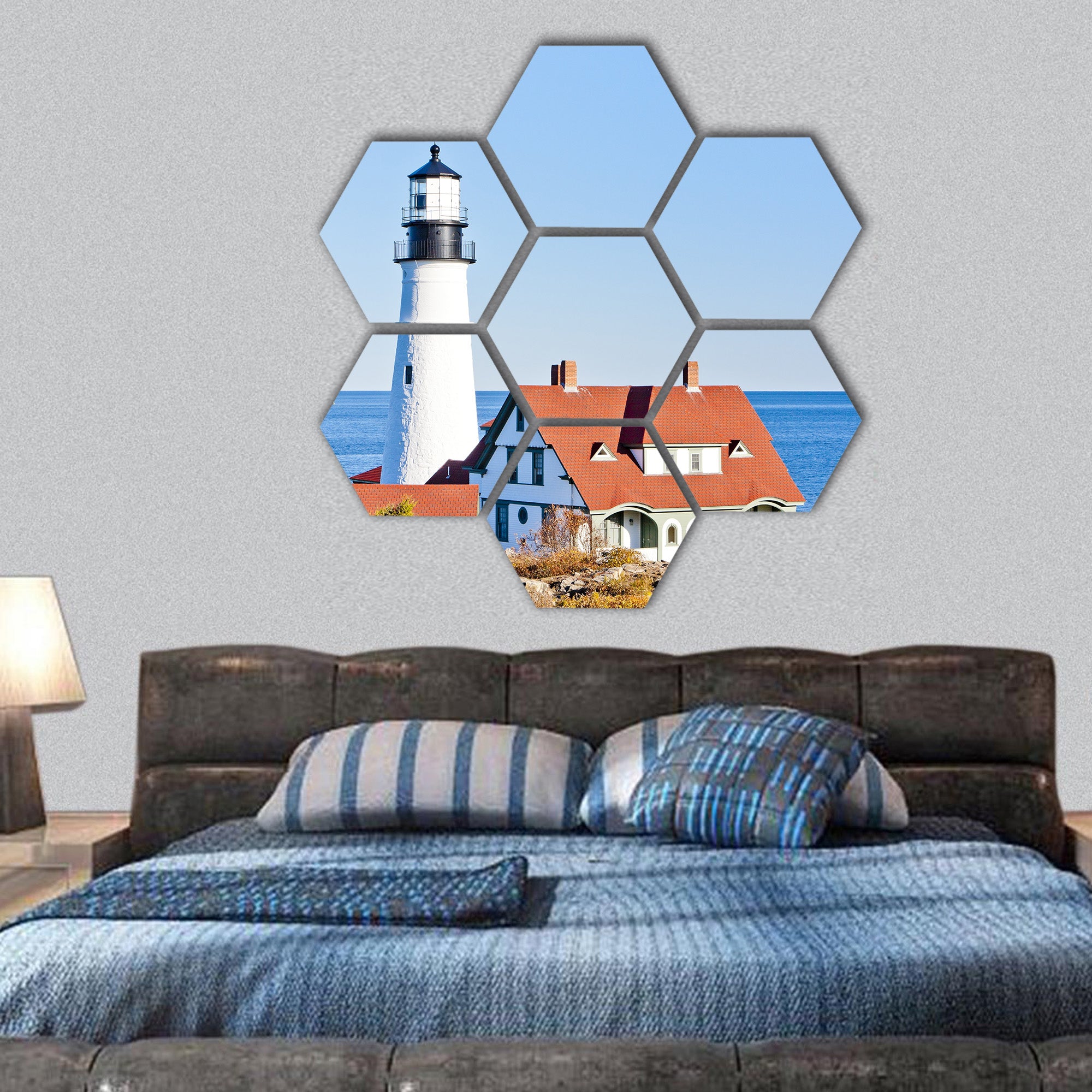 Portland Head Lighthouse, Maine, USA hexagonal canvas wall art