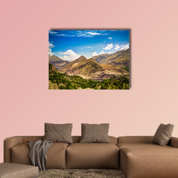 Panorama of Karimabad and Hunza valley in Gilgit-Baltistan Pakistan Multi panel canvas wall art