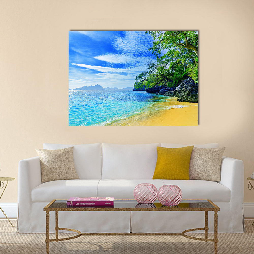 Paradise beach. Sea and sky Multi Panel Canvas Wall Art