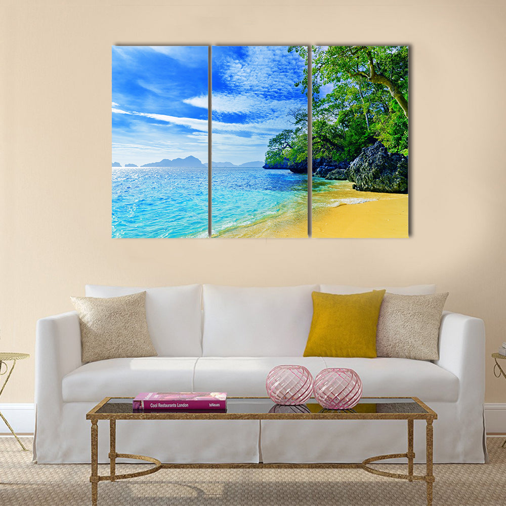 Paradise beach. Sea and sky Multi Panel Canvas Wall Art
