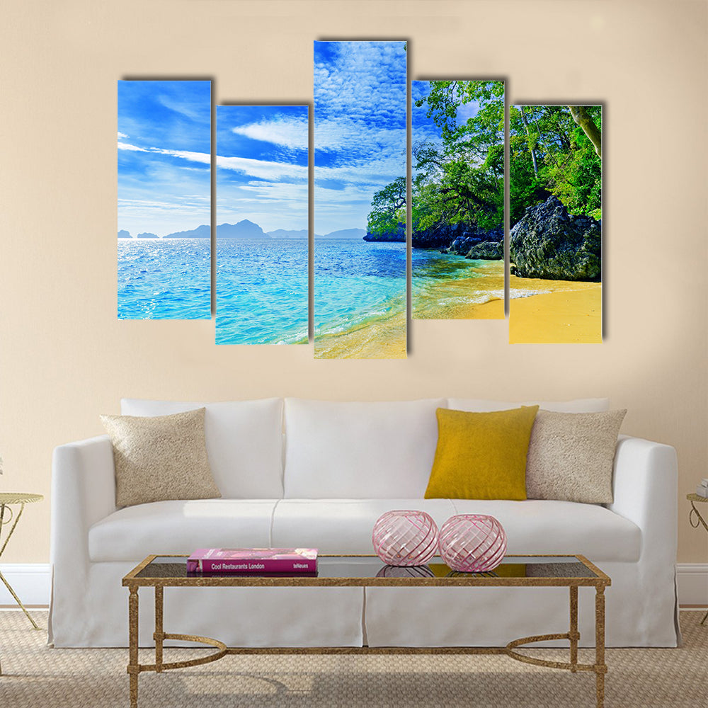 Paradise beach. Sea and sky Multi Panel Canvas Wall Art