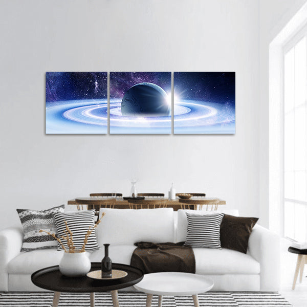 Space planets and nebula panoramic canvas wall art