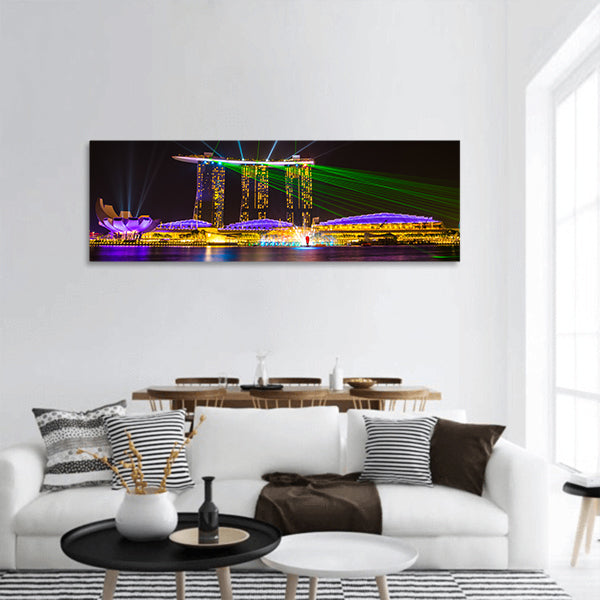 Singapore skyline at night in Singapore city Panoramic canvas Wall Art