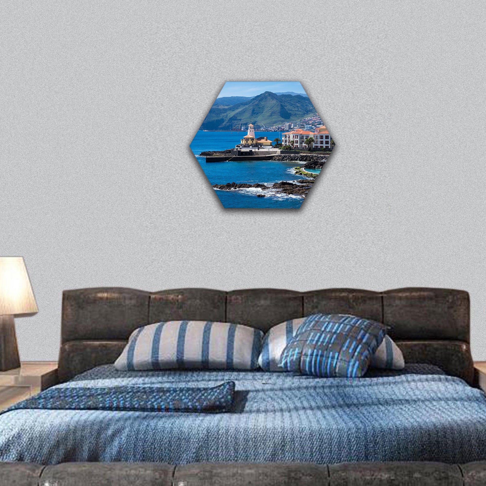 Quinta Lorde village on the Madeira island hexagonal canvas wall art