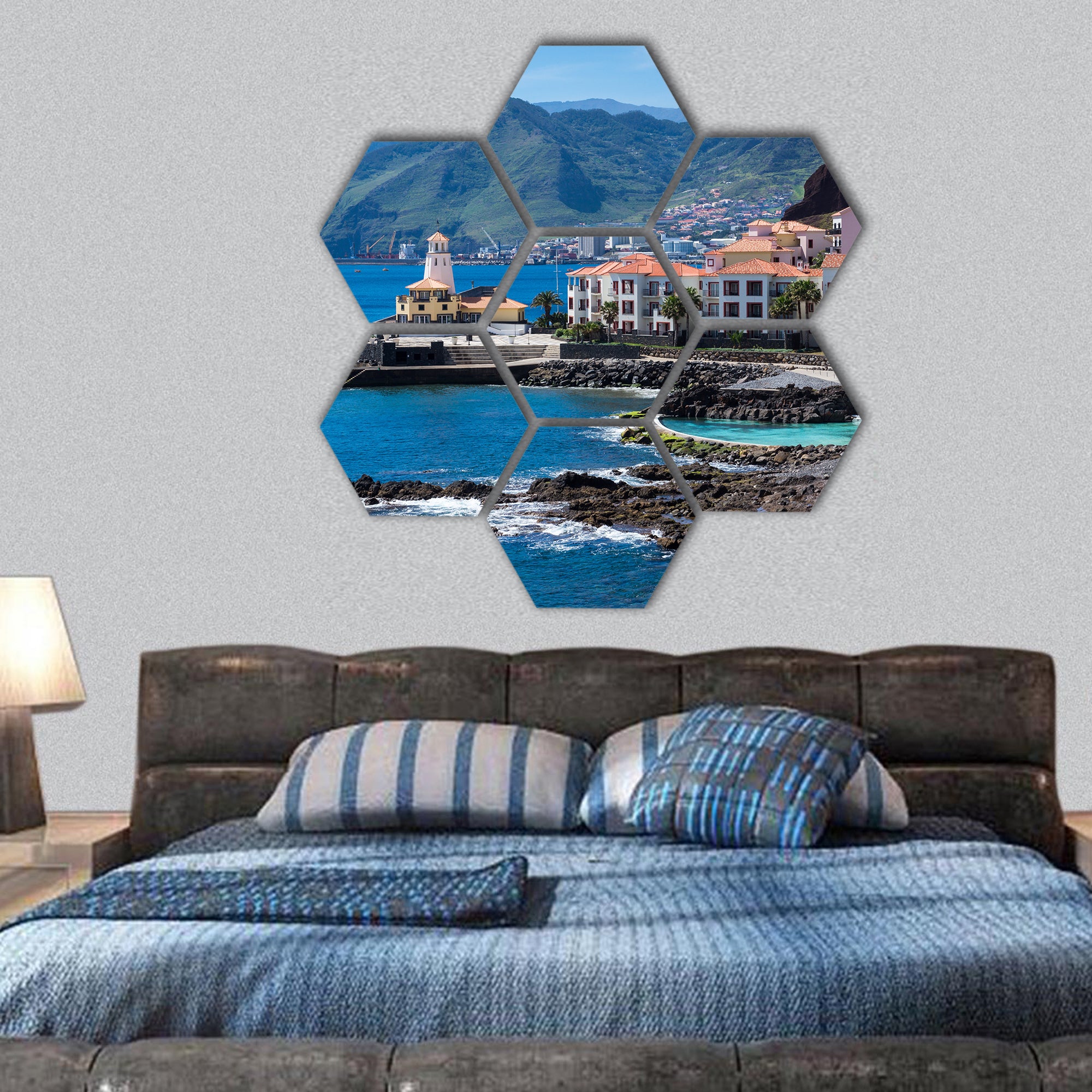 Quinta Lorde village on the Madeira island hexagonal canvas wall art