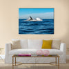 Humpback whale breaching on pacific ocean background Multi panel canvas wall art