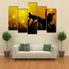 Dance Party - Colored Background Illustration, vector Multi panel Canvas Wall Art