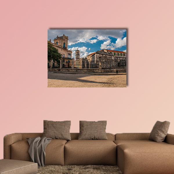 Castillo de la Real Fuerza on blue sky background with clouds multi panel canvas wall art