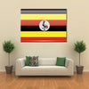 Flags of Uganda in the form of a magnet on refrigerator with reflections light illustration Multi panel canvas wall art