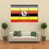 Flags of Uganda in the form of a magnet on refrigerator with reflections light illustration Multi panel canvas wall art