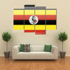 Flags of Uganda in the form of a magnet on refrigerator with reflections light illustration Multi panel canvas wall art