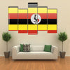 Flags of Uganda in the form of a magnet on refrigerator with reflections light illustration Multi panel canvas wall art