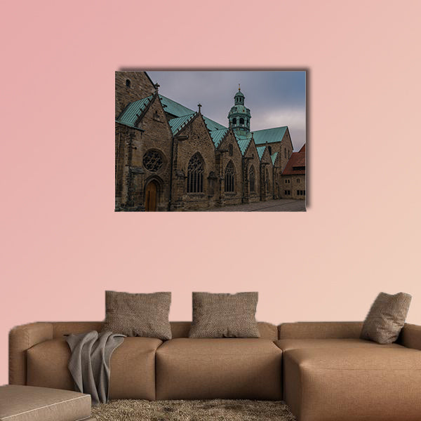 The Hildesheim Cathedral against sky, Germany multi panel canvas wall art