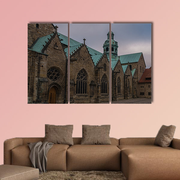 The Hildesheim Cathedral against sky, Germany multi panel canvas wall art
