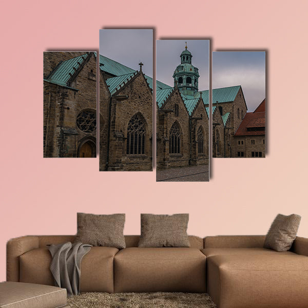 The Hildesheim Cathedral against sky, Germany multi panel canvas wall art