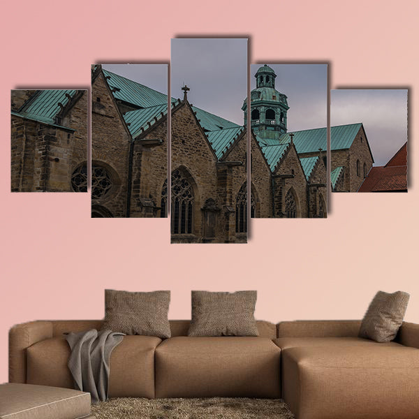 The Hildesheim Cathedral against sky, Germany multi panel canvas wall art