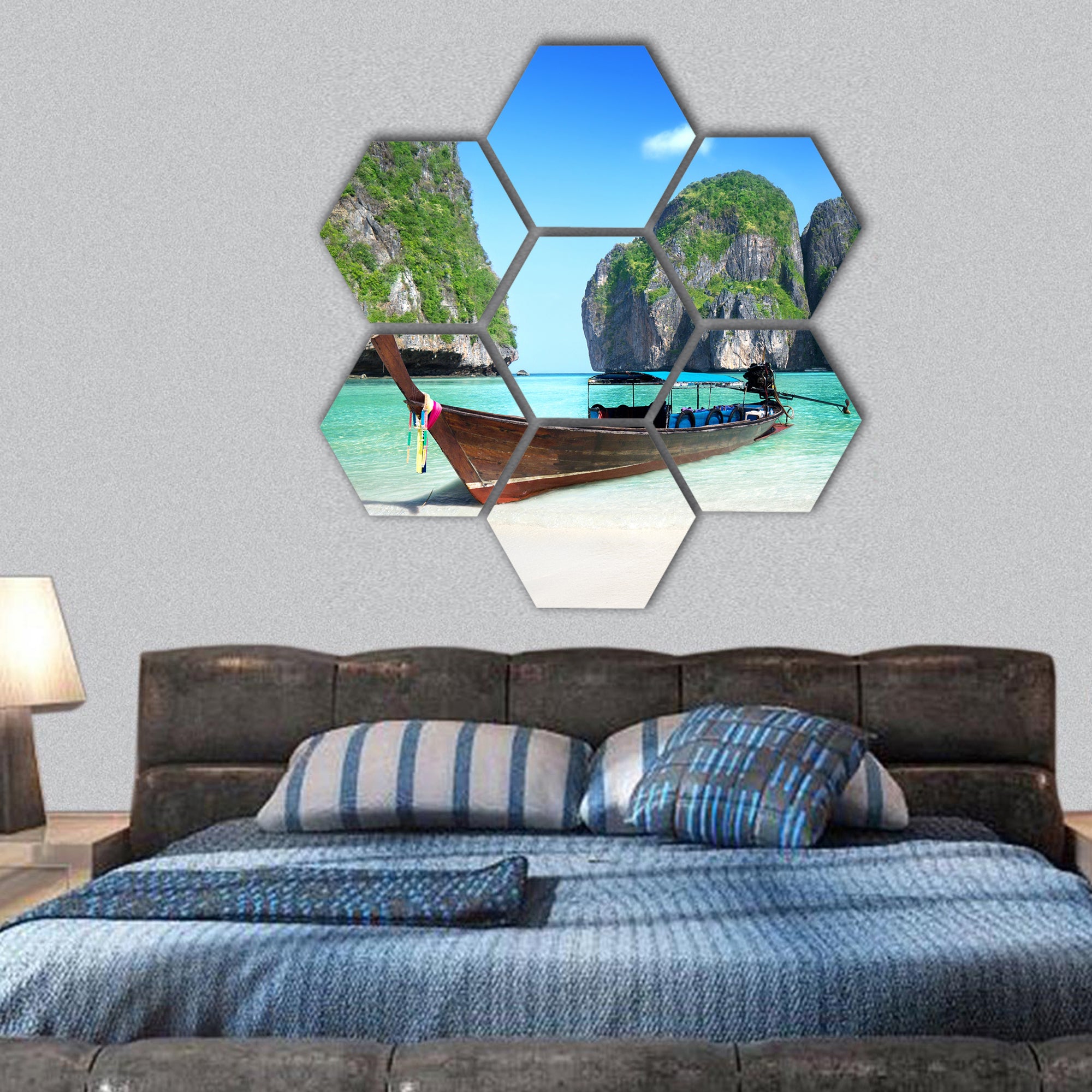 Phi Phi island Maya bay hexagonal canvas wall art