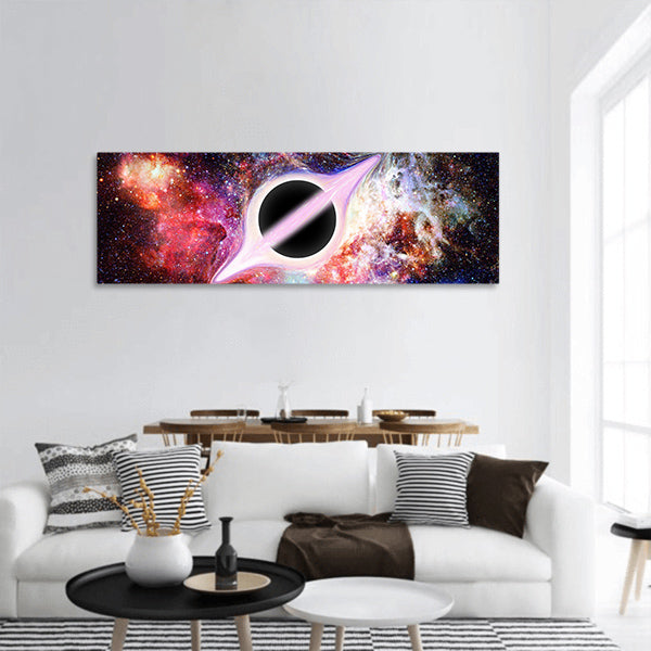 Black hole in outer space abstract science art Panoramic canvas Wall Art