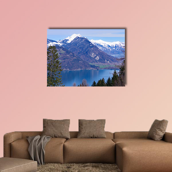 View of Lake Thun multi panel canvas wall art