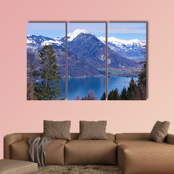 View of Lake Thun multi panel canvas wall art
