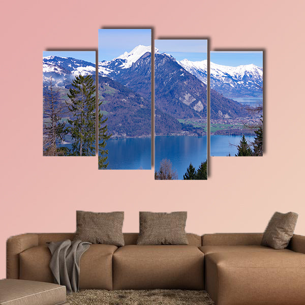 View of Lake Thun multi panel canvas wall art
