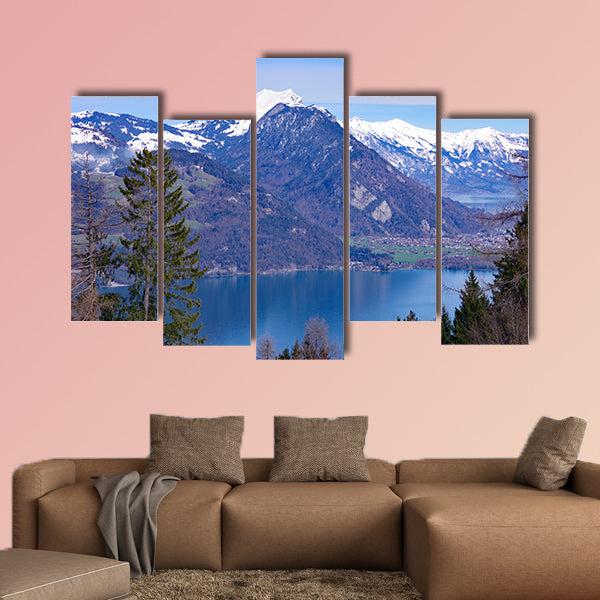 View of Lake Thun multi panel canvas wall art