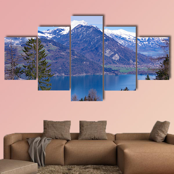 View of Lake Thun multi panel canvas wall art