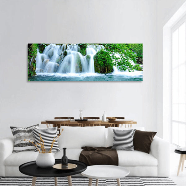 Waterfalls in Plitvice Jezera national park  Panoramic Canvas Wall Art