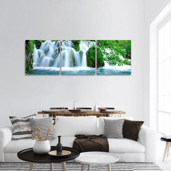 Waterfalls in Plitvice Jezera national park  Panoramic Canvas Wall Art