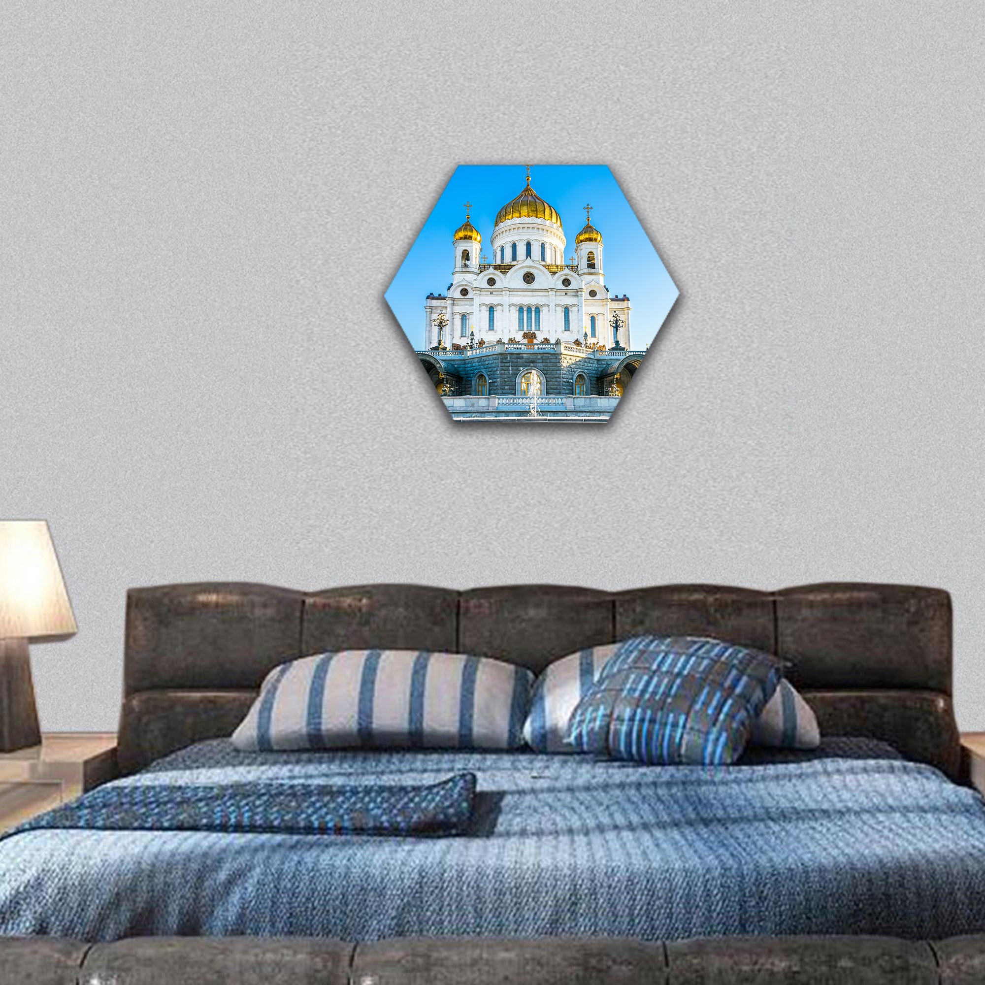 Cathedral of Christ the Savior in Moscow hexagonal canvas wall art