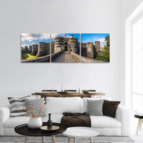 Entrance gate of the Angers castle, France panoramic canvas wall art