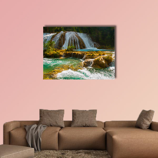 Beautiful landscape with waterfall Agua Azul, Chiapas, Palenque, wall art