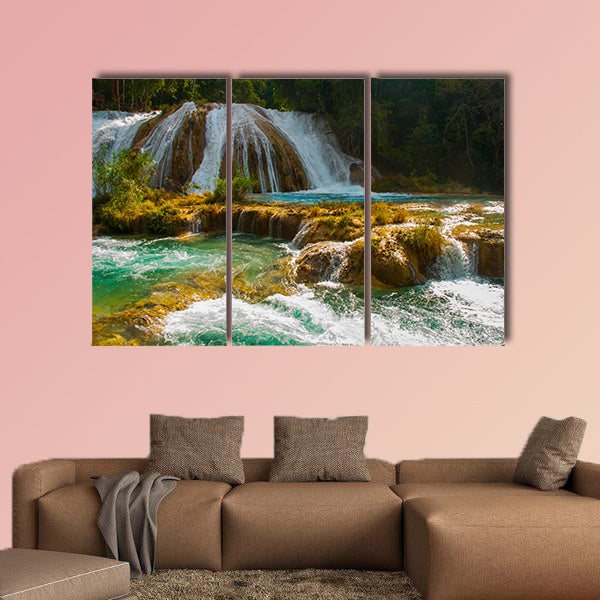 Beautiful landscape with waterfall Agua Azul, Chiapas, Palenque, wall art