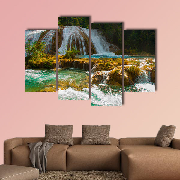 Beautiful landscape with waterfall Agua Azul, Chiapas, Palenque, wall art