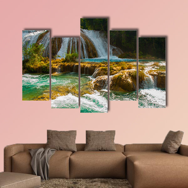Beautiful landscape with waterfall Agua Azul, Chiapas, Palenque, wall art