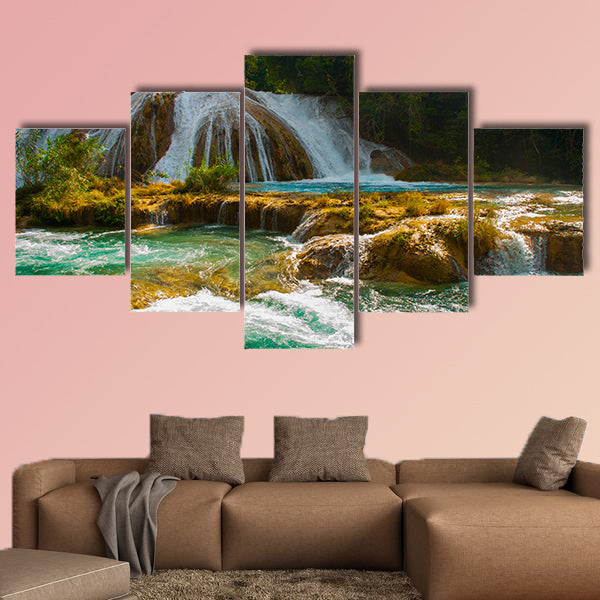Beautiful landscape with waterfall Agua Azul, Chiapas, Palenque, wall art